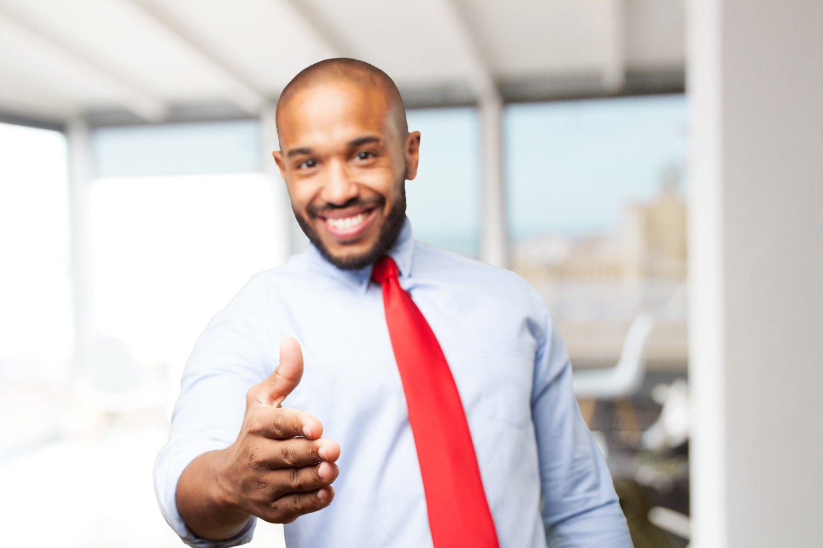 Man welcoming a new client